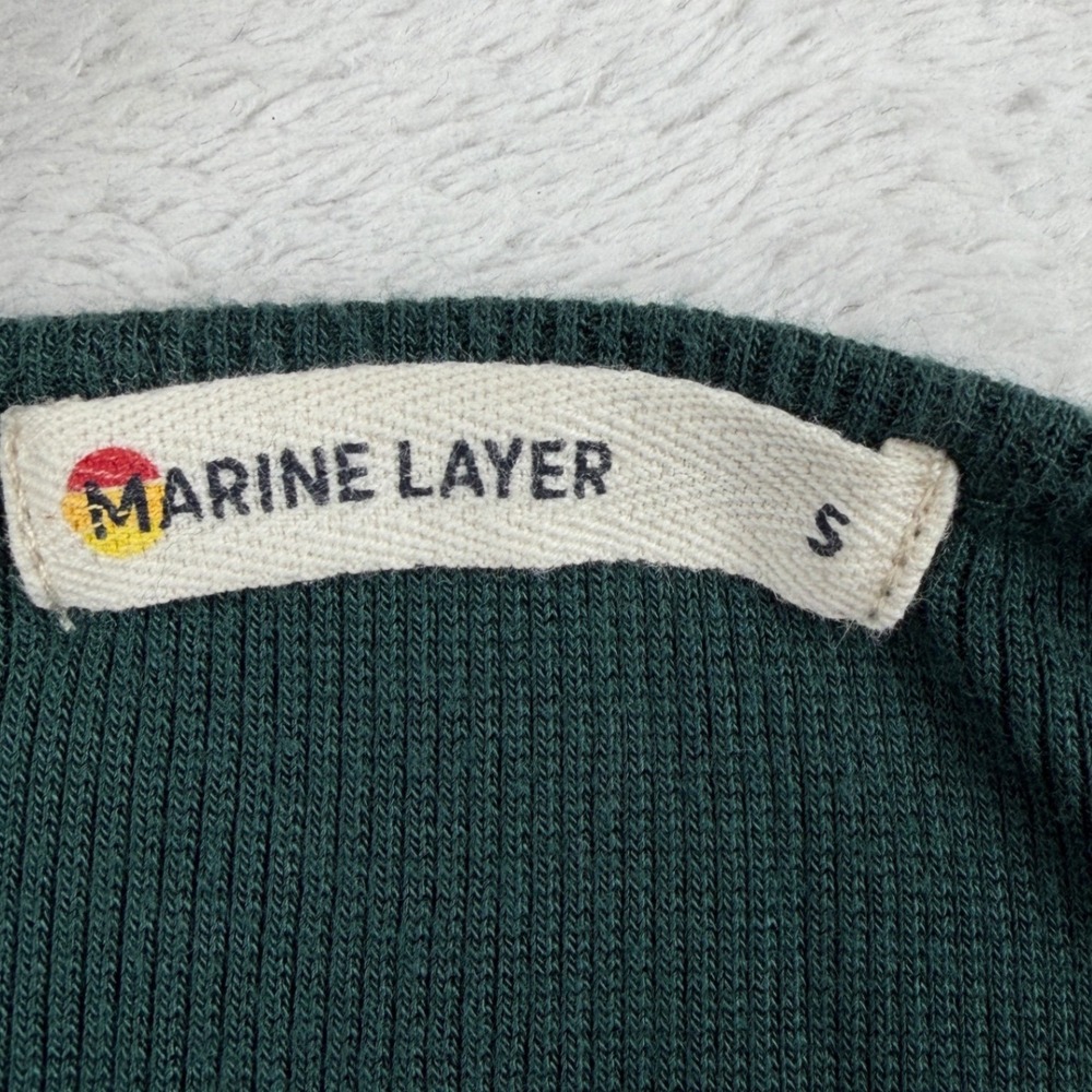 Marine Layer Women's S Lexi Rib Long Sleeve Deep V-Neck Tee Casual - Picture 3 of 9